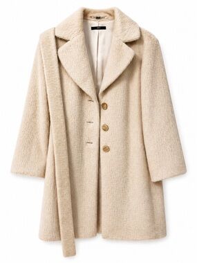 Hugo Boss Alpaca Wool Coat • Cream Belted Coat • Soft Luxe Outerwear